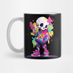 Cute and Creepy Fun Skater Skeleton Pastel Goth Design Mug